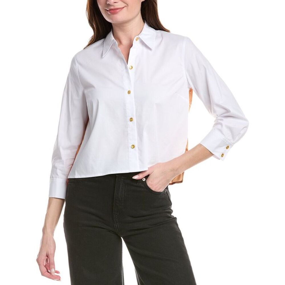 L’Agence Womens L'agence Fawn Scarf Back 3/4 Sleeve Blouse, White